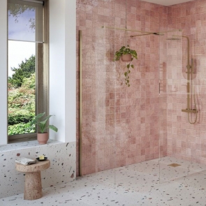 Signature Icon Brushed Bronze Wet Room Screen Side Panel 500mm Wide (inc T-Piece)