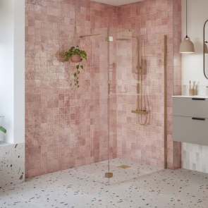 Signature Icon Brushed Bronze Wet Room Screen Hinged Return Panel 300mm Wide