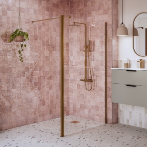 Signature Icon Brushed Bronze Wet Room Screen Full Hinged Rotatable Panel 300mm Wide