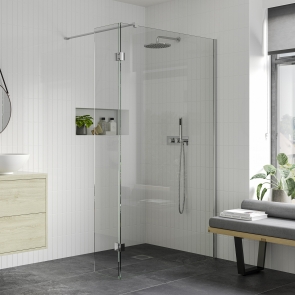 Signature Icon Chrome Wet Room Screen Hinged Return Panel 300mm Wide