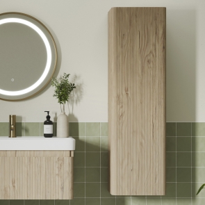 Signature Lucille Wall Hung 1-Door Tall Unit 350mm Wide - Textured Oak