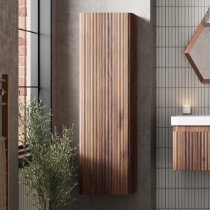 Signature Lucille Wall Hung 1-Door Tall Unit 350mm Wide - Textured Walnut | Product Image