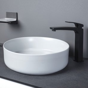 Signature Olmec Round Countertop Basin with Unslotted Waste 360mm Wide 0 Tap Hole - Matt White