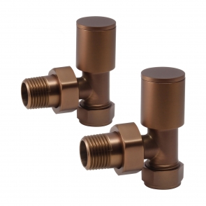 Signature Patterned Angled Radiator Valves (Pair) - Brushed Bronze