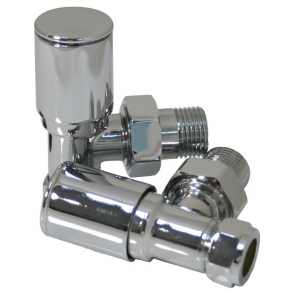 Signature Patterned Angled Radiator Valves (Pair) - Chrome