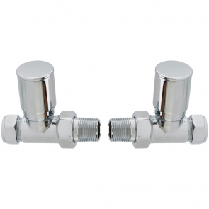Signature Patterned Straight Radiator Valves (Pair) - Chrome