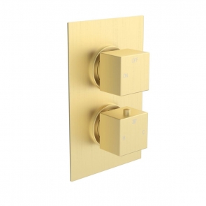Signature React Thermostatic 1 Outlet Concealed Shower Valve Dual Handle - Brushed Brass