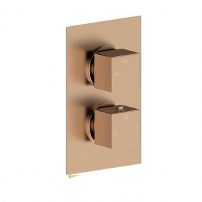 Signature React Thermostatic 1 Outlet Concealed Shower Valve Dual Handle - Brushed Bronze