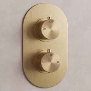 Signature Reflex Thermostatic 1 Outlet Concealed Shower Valve Dual Handle - Brushed Brass | Product Image