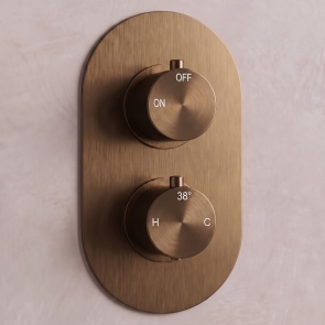Signature Reflex Thermostatic 1 Outlet Concealed Shower Valve Dual Handle - Brushed Bronze | Product Image