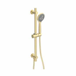 Signature Reflex Round Shower Slide Rail Kit with Three Function Handset - Brushed Brass