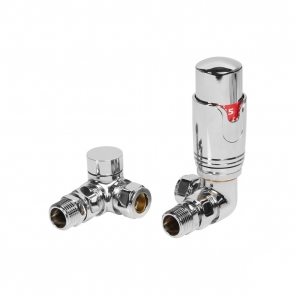 Signature Round Thermostatic Corner Radiator Valve Pair - Chrome | Product Image