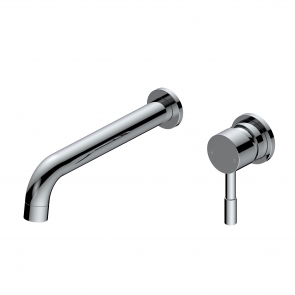 Signature Sail 2-Hole Mono Basin Mixer Tap Wall Mounted 220mm Spout Reach - Chrome