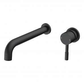 Signature Sail 2-Hole Mono Basin Mixer Tap Wall Mounted 220mm Spout Reach - Matt Black