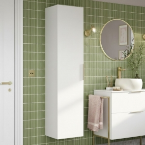 Signature Umea Wall Hung 1-Door Tall Unit 350mm Wide - Matt White | Product Image