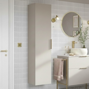 Signature Umea Wall Hung 1-Door Tall Unit 350mm Wide - Matt Latte | Product Image