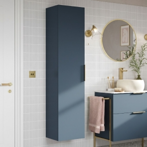 Signature Umea Wall Hung 1-Door Tall Unit 350mm Wide - Matt Deep Blue | Product Image