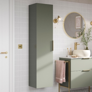 Signature Umea Wall Hung 1-Door Tall Unit 350mm Wide - Matt Olive Green