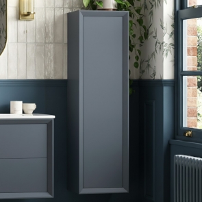 Signature Verge Wall Hung 1-Door Tall Unit 345mm Wide - Matt Storm Blue