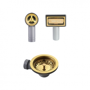 The 1810 Basket Strainer Waste Kit with Overflow and Lozenge - Gold Brass