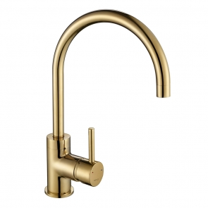 The 1810 Company Courbe Curved Spout Kitchen Sink Mixer Tap - Gold Brass