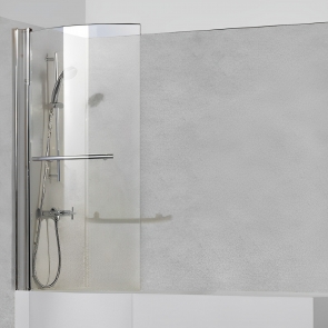 Trojan Aqua P-Shaped Bath Screen with Towel Bar 1400mm H x 730mm W