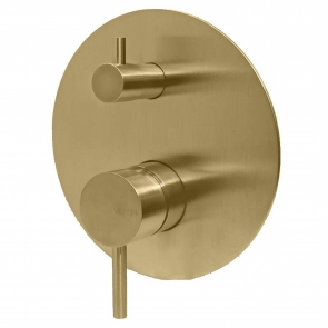 Vema Tiber Manual 2 Outlet Concealed Shower Valve with Diverter Single Handle - Brushed Brass | Product Image