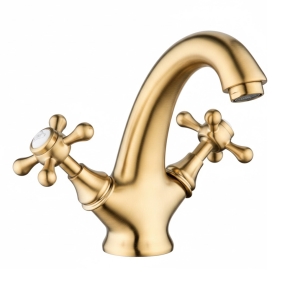 Verona Castello Brushed Brass Basin Mixer Tap (inc Pop-Up Waste) | Product Image