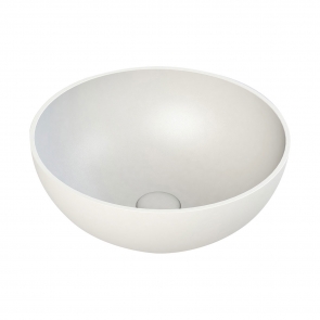 Verona Galvano Round Solid Surface Sit-On Counter Top Basin 400mm Wide - 0 Tap Hole
