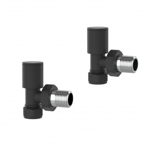 Verona Angled Standard Radiator Valves Pair - Black | Product Image