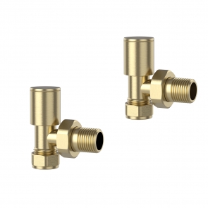 Verona Angled Standard Radiator Valves Pair - Brushed Brass | Product Image