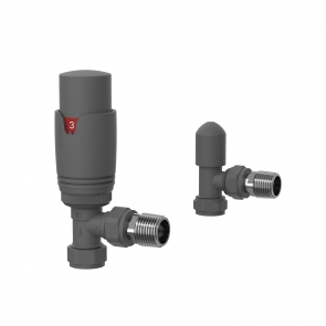 Verona Angled Thermostatic Radiator Valves Pair - Anthracite | Product Image