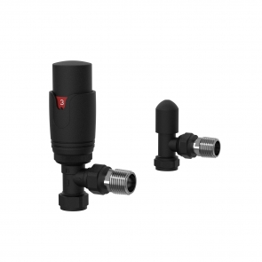 Verona Angled Thermostatic Radiator Valves Pair - Black | Product Image
