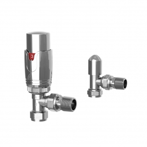 Verona Angled Thermostatic Radiator Valves Pair - Chrome | Product Image