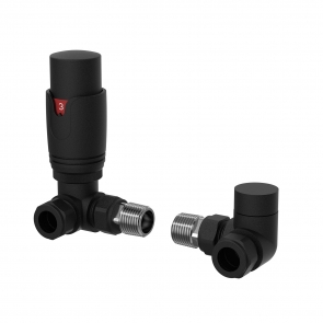Verona Corner Thermostatic Radiator Valves Pair - Black | Product Image