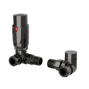 Verona Corner Thermostatic Radiator Valves Pair - Black Nickel | Product Image