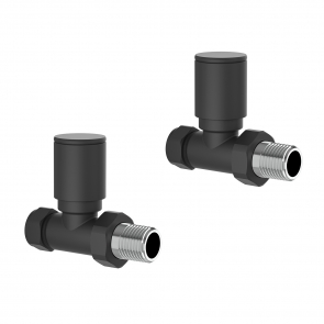 Verona Straight Standard Radiator Valves Pair - Black | Product Image