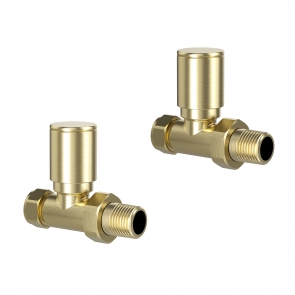 Verona Straight Standard Radiator Valves Pair - Brushed Brass | Product Image