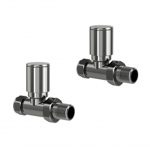 Verona Straight Standard Radiator Valves Pair - Black Nickel | Product Image