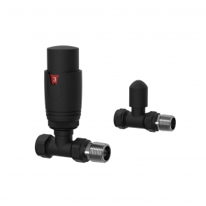 Verona Straight Thermostatic Radiator Valves Pair - Black | Product Image