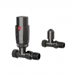 Verona Straight Thermostatic Radiator Valves Pair - Black Nickel | Product Image
