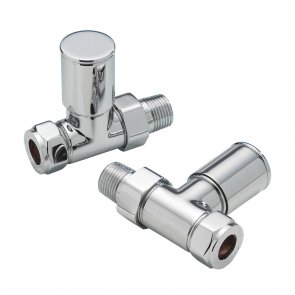 Verona Straight Standard Radiator Valves Pair - Chrome | Product Image