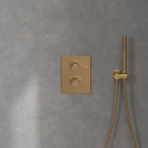 Villeroy & Boch Universal Thermostatic Concealed Shower Valve Dual Outlet - Brushed Gold