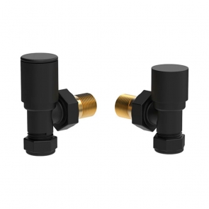 Vogue Arne Angled Radiator Valves Pair 15mm - Matt Black | Product Image