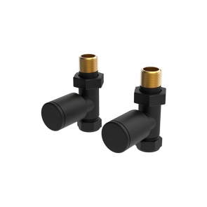 Vogue Arne Straight Radiator Valves Pair 15mm - Matt Black | Product Image
