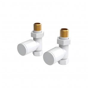 Vogue Arne Straight Radiator Valves Pair 15mm - White | Product Image