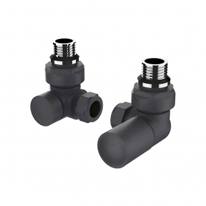 Vogue Arne Corner Radiator Valves Pair 15mm - Anthracite | Product Image