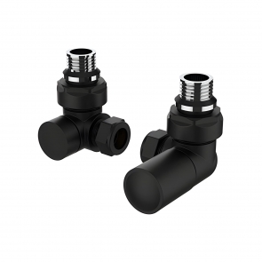 Vogue Arne Corner Radiator Valves Pair 15mm - Matt Black | Product Image