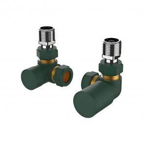 Vogue Arne Corner Radiator Valves Pair 15mm - Moss Green | Product Image