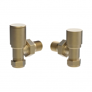 Vogue Arne Angled Focus Metallics Radiator Valves Pair 15mm - Brushed Brass | Product Image